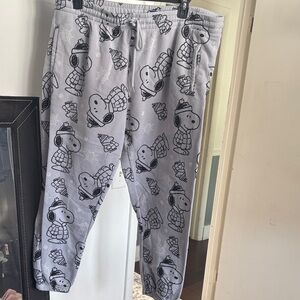 Peanuts Light Gray Snoopy Pattern Joggers